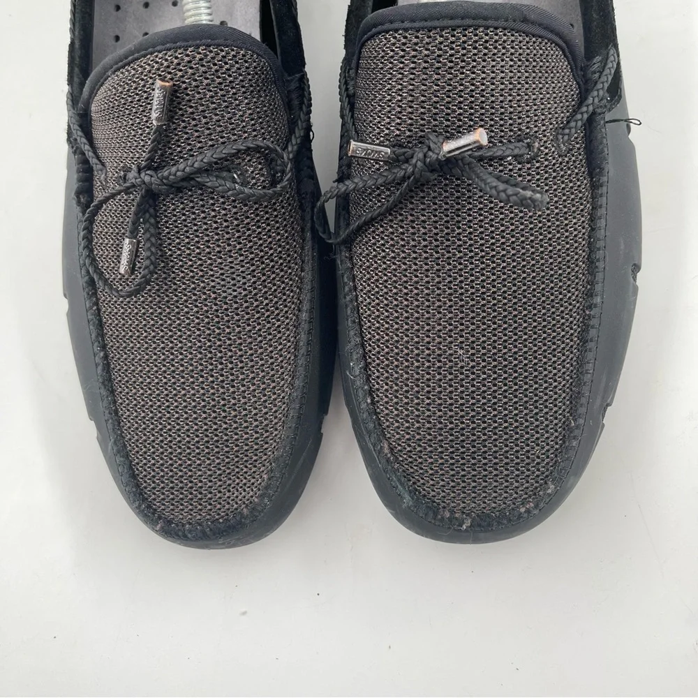 Swims Men’s Charcoal Braided Lace- Size 12 -Waterproof Leather Mesh Top Loafers